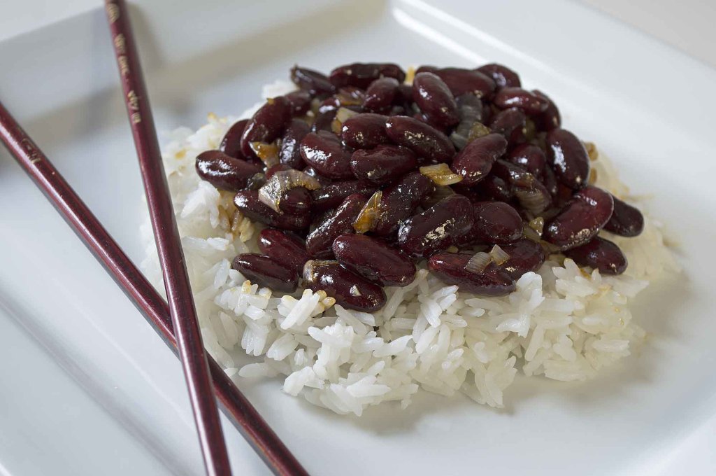 Kidney Beans and Rice with Garlic Molasses Sauce