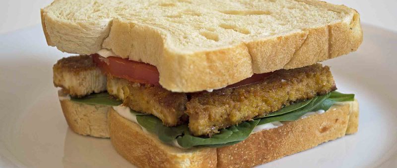 Fried Tofu Vegan Breakfast Sandwich